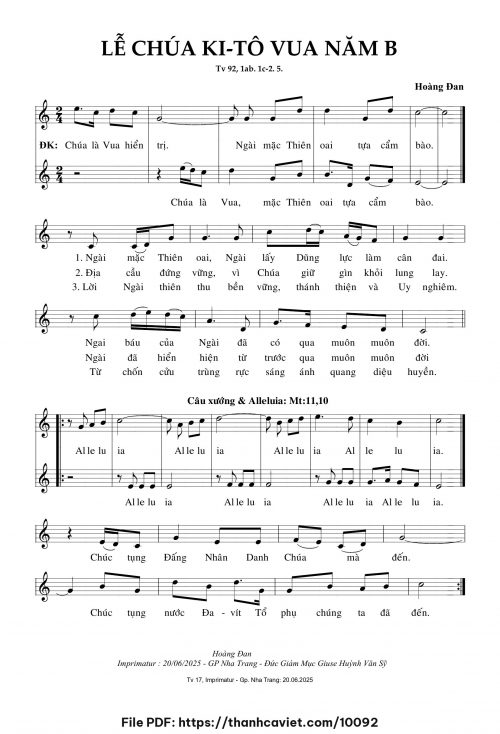 Lễ Chúa Kitô Vua năm B - Hoàng Đan - trang 1