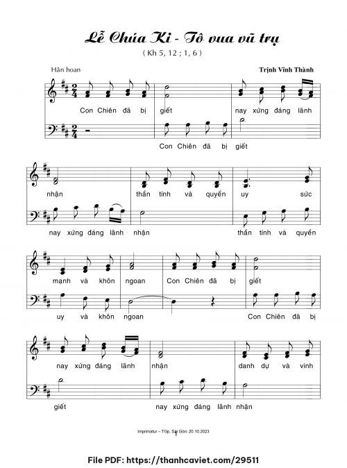 Lễ Chúa Kitô vua vũ trụ - Trịnh Vĩnh Thành - trang 1