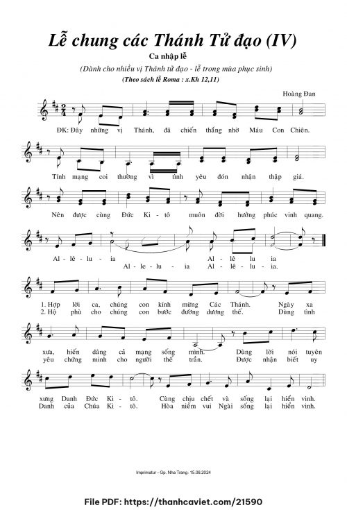 Lễ chung các Thánh Tử Đạo IV - Hoàng Đan - trang 1