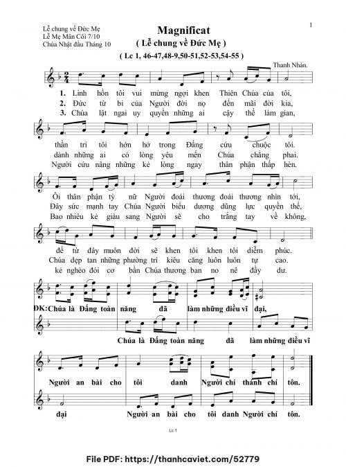 Lễ chung về Đức Mẹ - Thanh Nhàn - trang 1