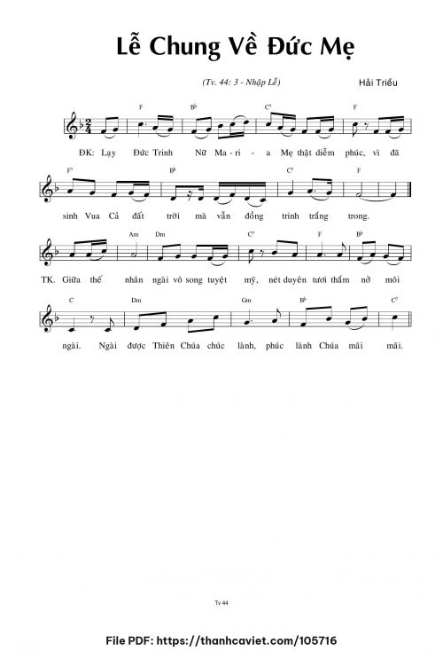 Lễ chung về Đức Mẹ - Hải Triều - trang 1