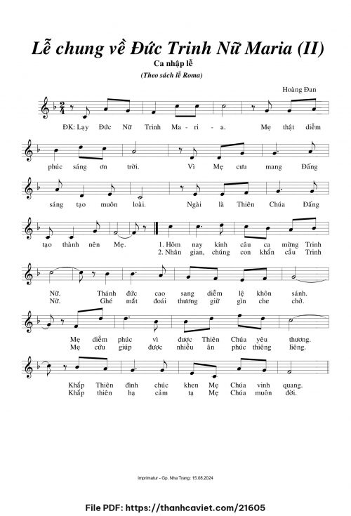 Lễ chung về Đức Trinh Nữ Maria II - Hoàng Đan - trang 1