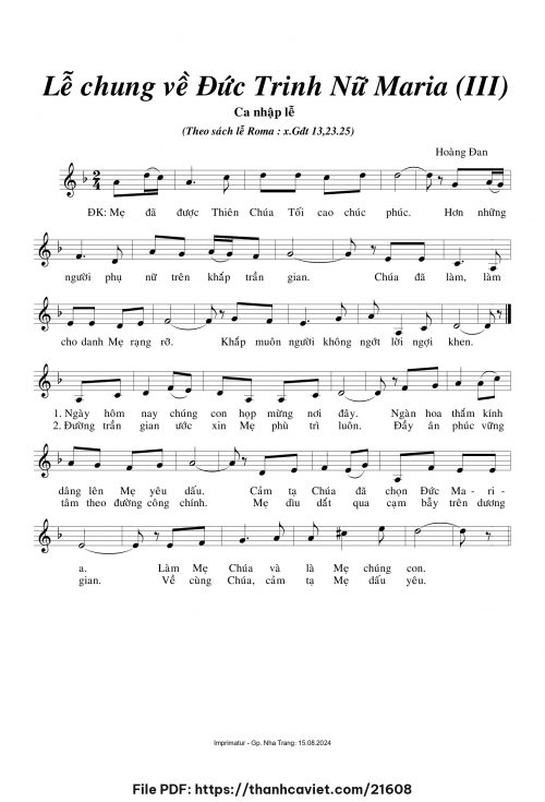 Lễ chung về Đức Trinh Nữ Maria III - Hoàng Đan - trang 1