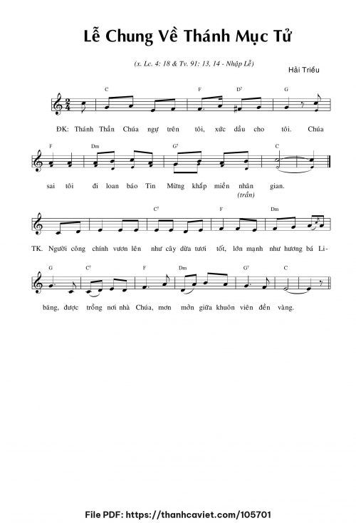 Lễ chung về Thánh Mục tử - Hải Triều - trang 1