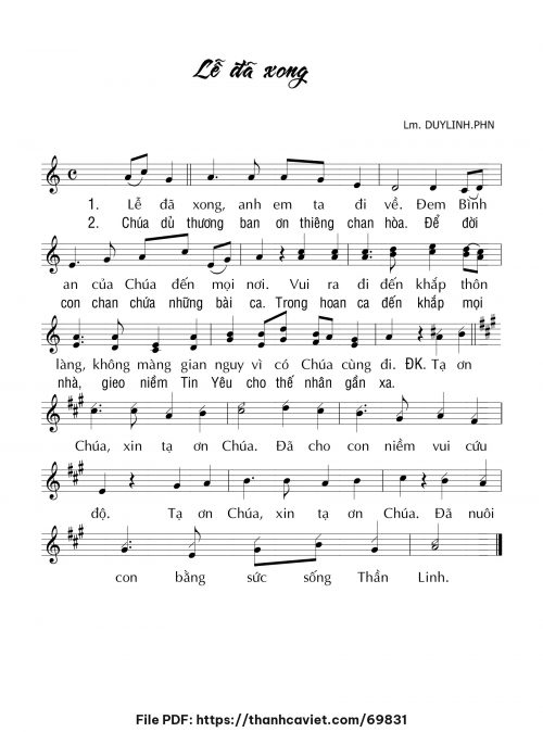 Lễ đã xong - Lm. DUYLINH.PHN - trang 1