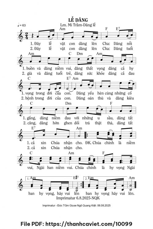 Lễ dâng - Lm. Mi Trầm - trang 1