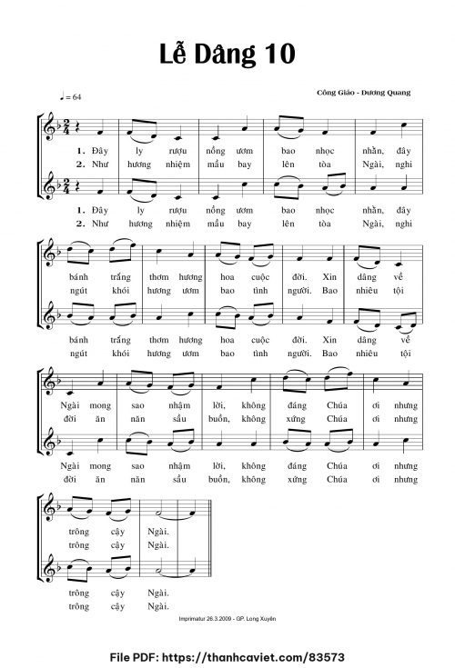 Lễ dâng 10 - Công Giáo - Dương Quang - trang 1