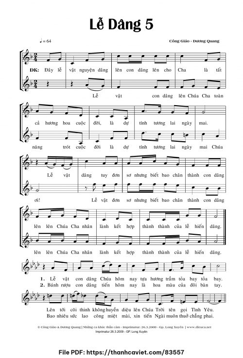 Lễ dâng 5 - Công Giáo - Dương Quang - trang 1