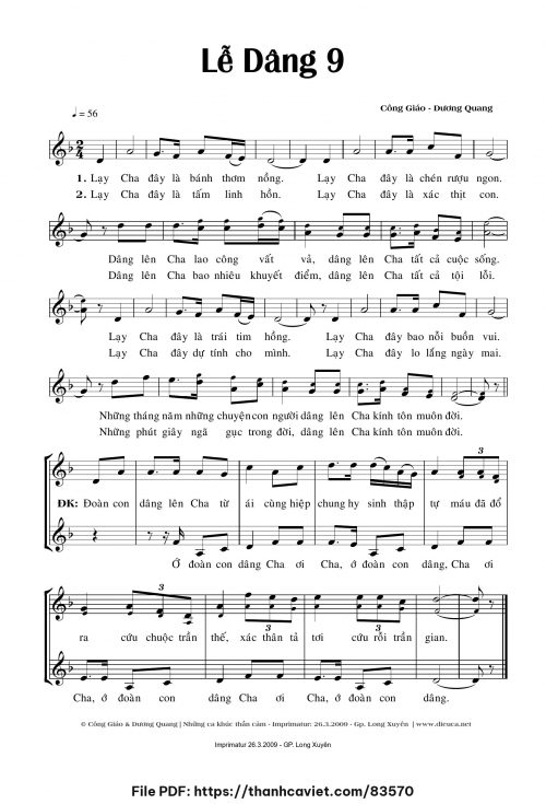 Lễ dâng 9 - Công Giáo - Dương Quang - trang 1