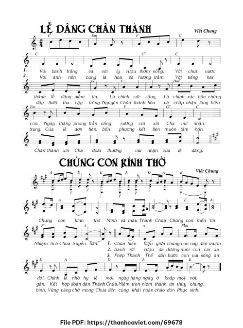 Lễ dâng chân thành - Viết Chung - trang 1