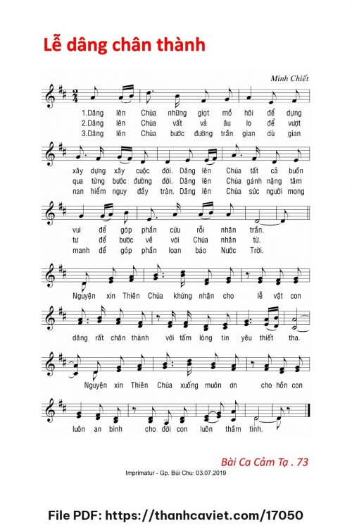 Lễ dâng chân thành - Lm. Minh Chiết - trang 1