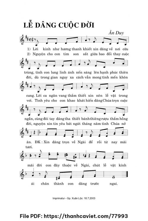 Lễ dâng cuộc đời - Ân Duy - trang 1
