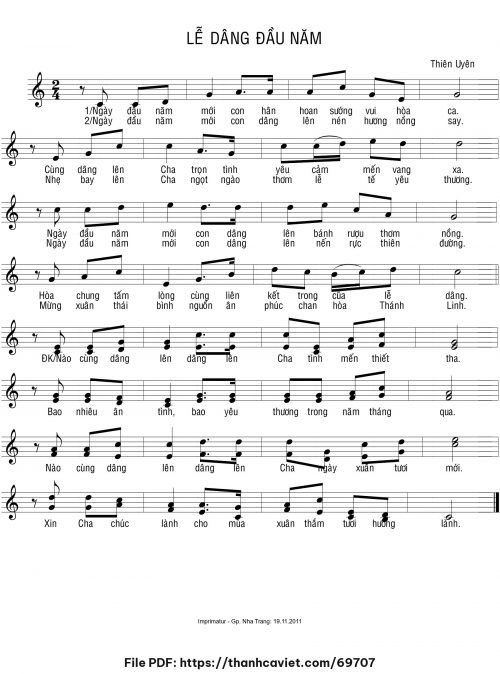 Lễ dâng đầu năm - Sr. Thiên Uyên - trang 1