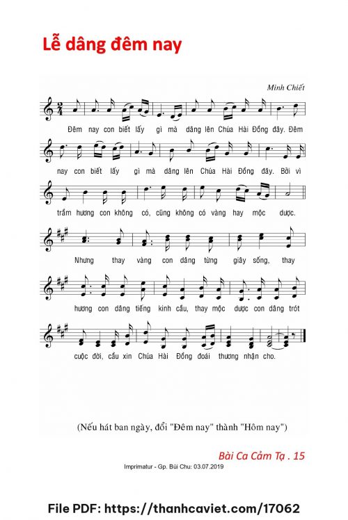 Lễ dâng đêm nay - Lm. Minh Chiết - trang 1