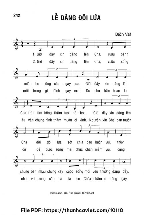 Lễ dâng đôi lứa - Lm. Bạch Vân - trang 1