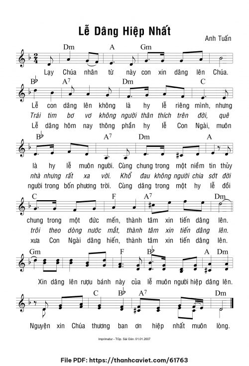 Lễ dâng hiệp nhất - Anh Tuấn - trang 1