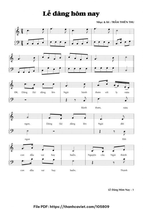 Lễ dâng hôm nay - Trầm Thiên Thu - trang 1