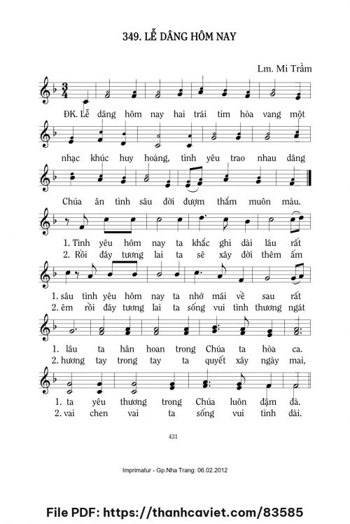 Lễ dâng hôm nay - Lm. Mi Trầm - trang 1