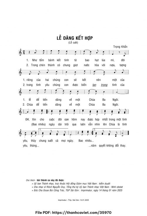 Lễ dâng kết hợp - Lm. Trọng Khẩn - trang 1