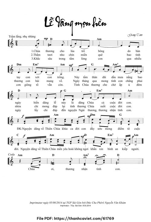 Lễ dâng mọn hèn - Lm. Giang Tâm - trang 1