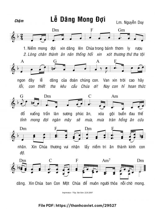 Lễ dâng mong đợi - Lm. Nguyễn Duy - trang 1