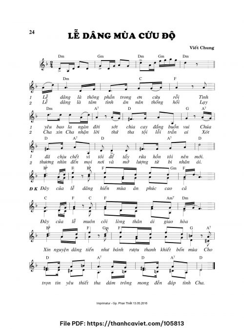 Lễ dâng mùa cứu độ - Viết Chung - trang 1