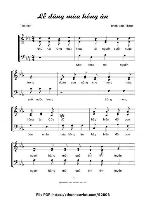 Lễ dâng mùa hồng ân - Trịnh Vĩnh Thành - trang 1