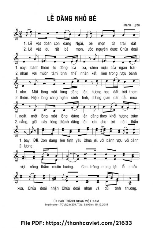 Lễ dâng nhỏ bé - Mạnh Tuyên - trang 1