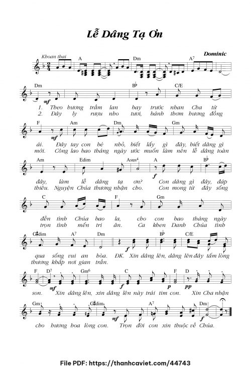 Lễ dâng tạ ơn - Lm. Dominic - trang 1