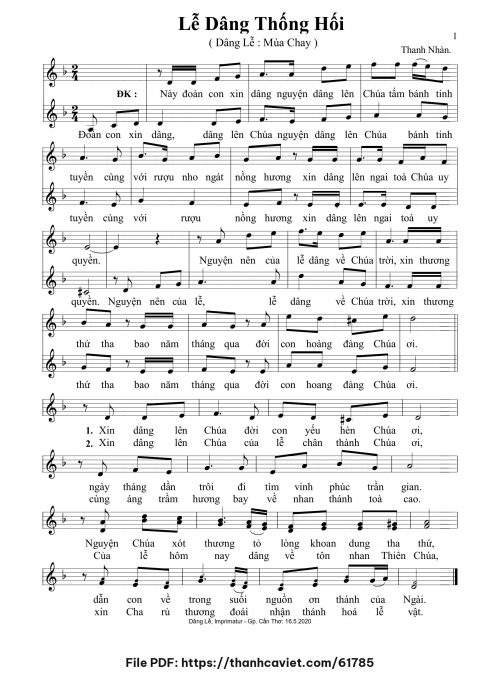 Lễ dâng thống hối - Thanh Nhàn - trang 1