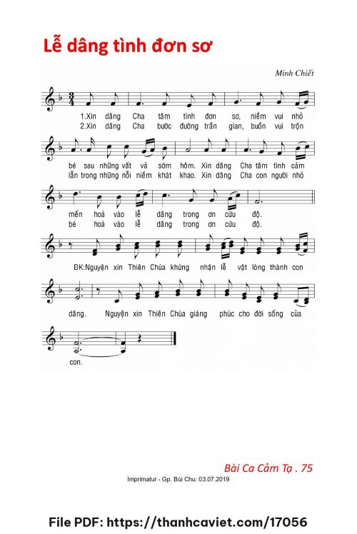 Lễ dâng tình đơn sơ - Lm. Minh Chiết - trang 1