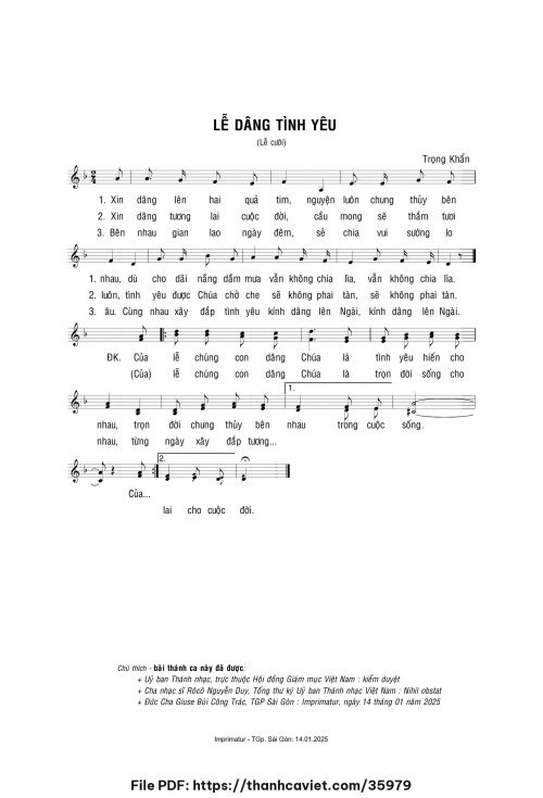 Lễ dâng tình yêu - Lm. Trọng Khẩn - trang 1