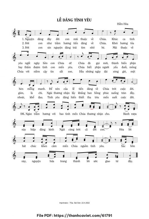 Lễ dâng tình yêu - Sr. Hiền Hòa - trang 1