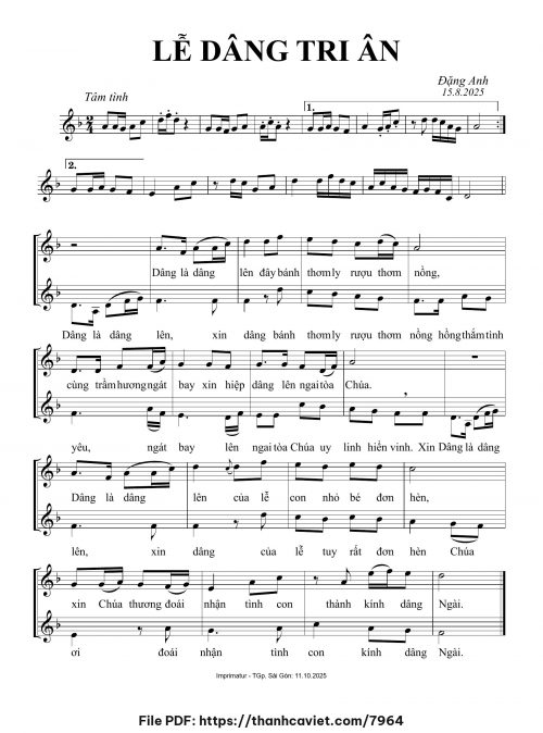 Lễ dâng tri ân - Sr. Đặng Anh - trang 1