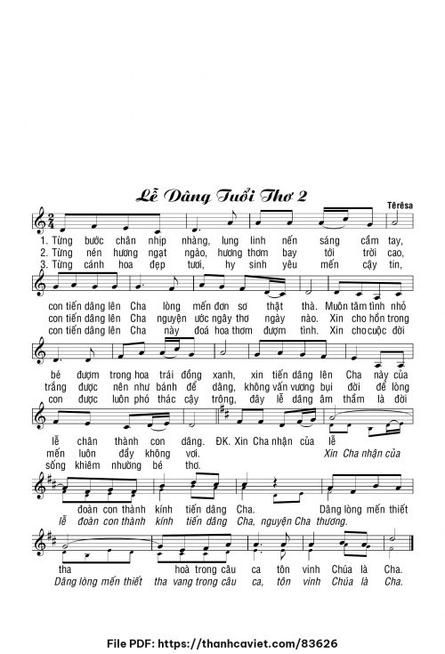 Lễ dâng tuổi thơ 2 - Sr. Têrêsa - trang 1