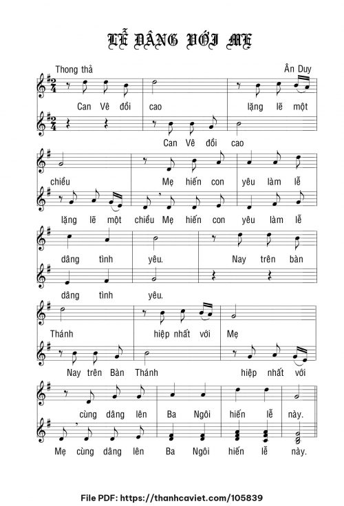 Lễ dâng với Mẹ - Ân Duy - trang 1