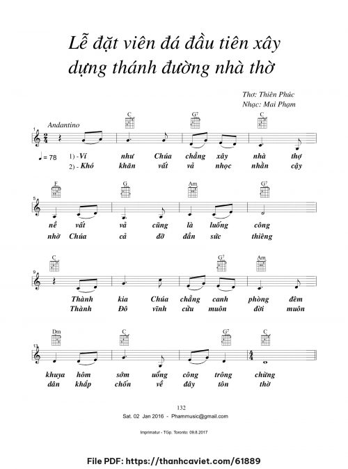 Lễ đặt viên đá đầu tiên xây dựng thánh đường nhà thờ - Mai Phạm - trang 1