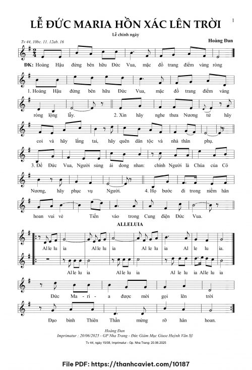 Lễ Đức Maria Hồn Xác lên trời - Hoàng Đan - trang 1