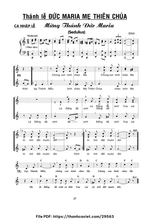 Lễ Đức Maria Mẹ Thiên Chúa - Đặng Ngọc Ẩn - trang 1