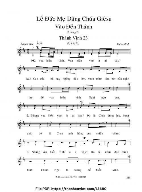 Lễ Đức Mẹ dâng Chúa Giêsu vào đền thánh - Xuân Minh - trang 1