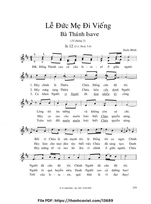 Lễ Đức Mẹ đi viếng bà Thánh Isave - Xuân Minh - trang 1