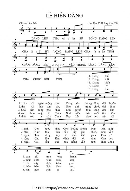 Lễ hiến dâng - Lm. Hoàng Kim Tốt - trang 1