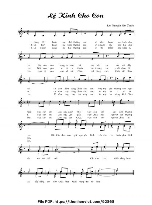 Lệ kinh cho con - Lm. Nguyễn Văn Tuyên - trang 1