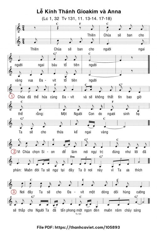 Lễ kính Thánh Gioakim và Anna - Nhạc sỹ khác - trang 1
