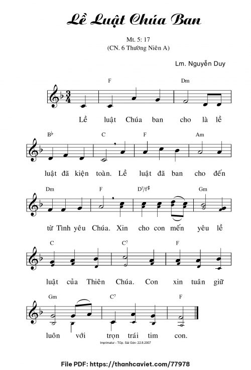 Lề luật Chúa ban - Lm. Nguyễn Duy - trang 1