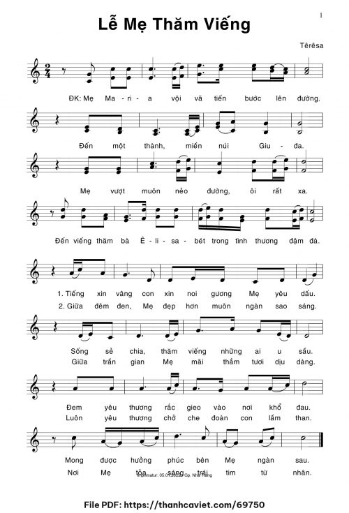 Lễ Mẹ thăm viếng - Sr. Têrêsa - trang 1