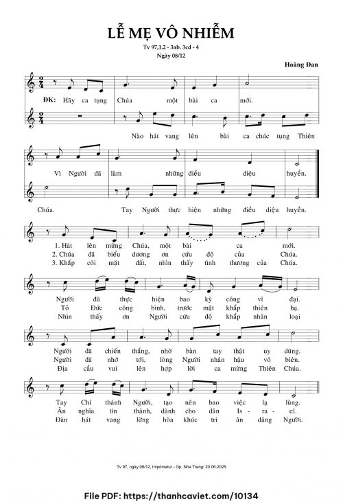 Lễ Mẹ Vô Nhiễm - Hoàng Đan - trang 1