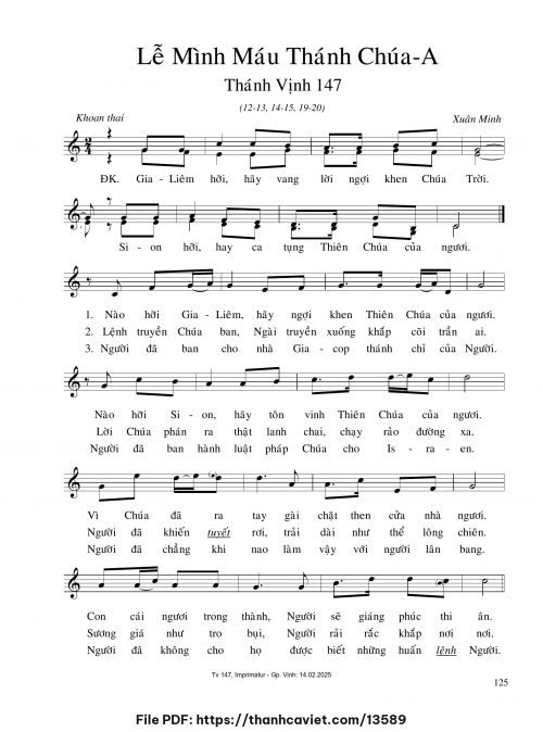 Lễ Mình Máu Thánh Chúa A - Xuân Minh - trang 1