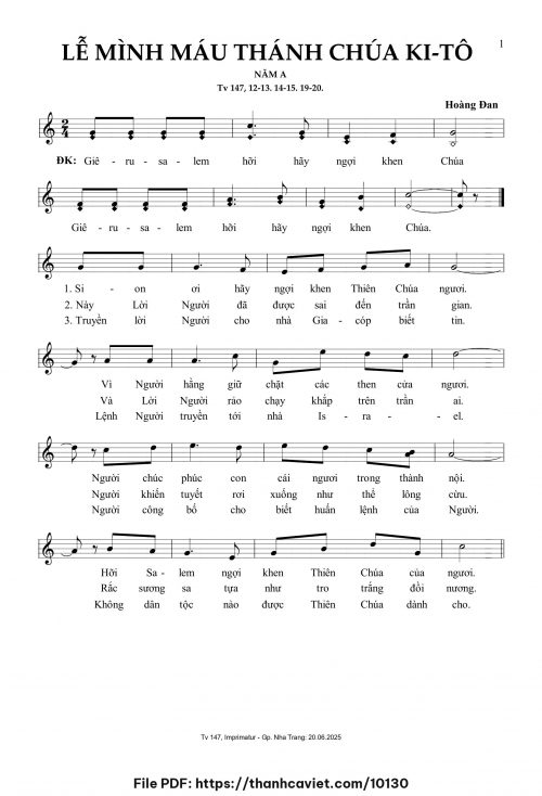 Lễ Mình Máu Thánh Chúa Kitô năm A [1] - Hoàng Đan - trang 1