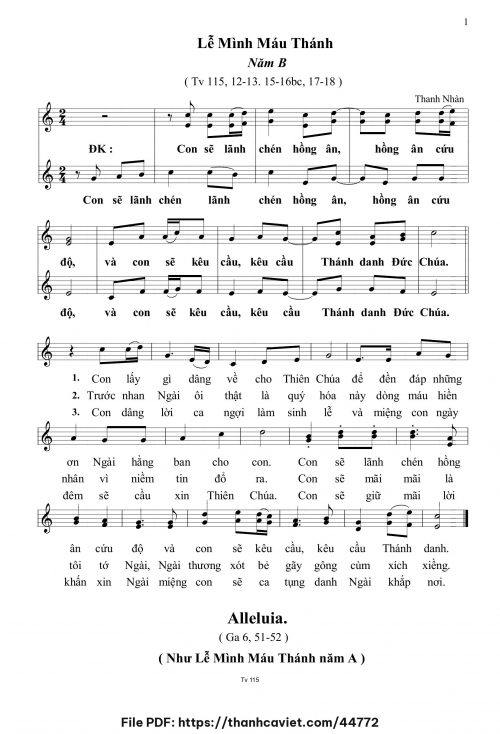 Lễ Mình Máu Thánh năm B - Thanh Nhàn - trang 1